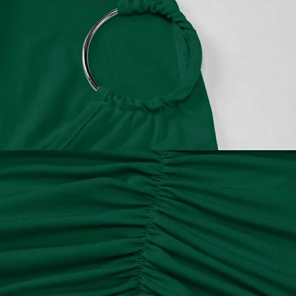 Chic One-Shoulder Green Dress - Picture 5 of 6